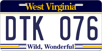 WV license plate DTK076