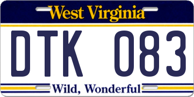 WV license plate DTK083