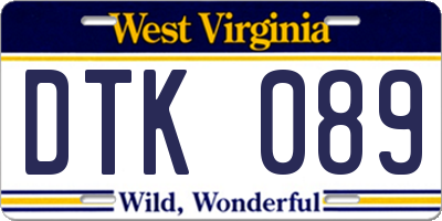 WV license plate DTK089