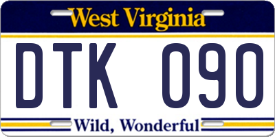WV license plate DTK090