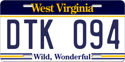 WV license plate DTK094