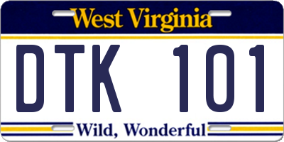 WV license plate DTK101