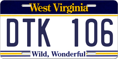 WV license plate DTK106