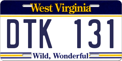 WV license plate DTK131