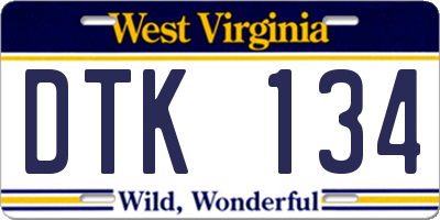 WV license plate DTK134