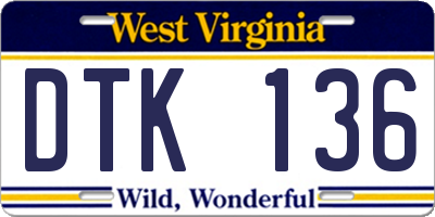 WV license plate DTK136