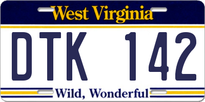 WV license plate DTK142