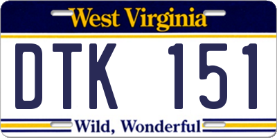 WV license plate DTK151