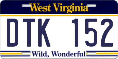WV license plate DTK152