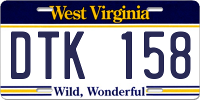 WV license plate DTK158