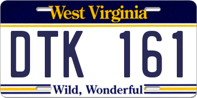 WV license plate DTK161