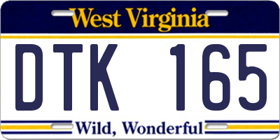 WV license plate DTK165