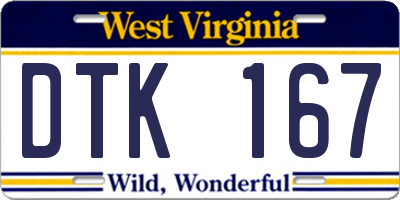 WV license plate DTK167