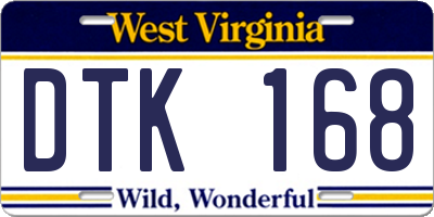 WV license plate DTK168