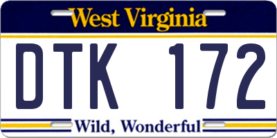 WV license plate DTK172