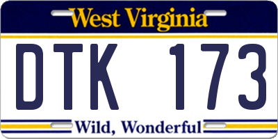 WV license plate DTK173