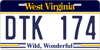 WV license plate DTK174