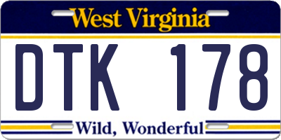 WV license plate DTK178