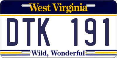 WV license plate DTK191