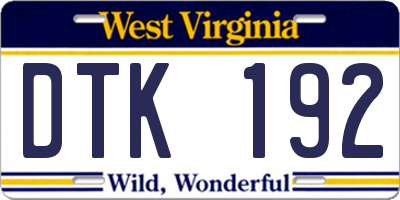 WV license plate DTK192