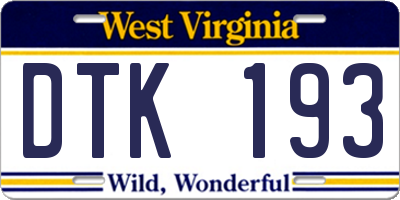 WV license plate DTK193