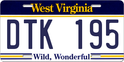 WV license plate DTK195