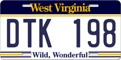 WV license plate DTK198