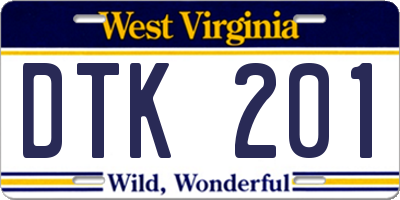 WV license plate DTK201