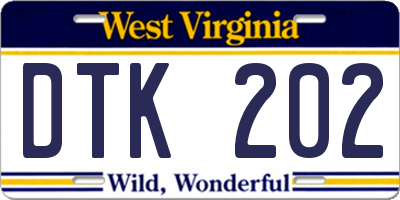 WV license plate DTK202