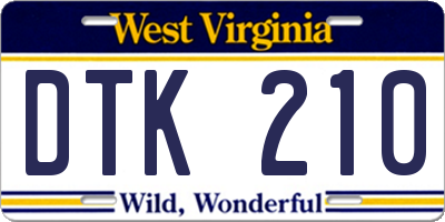 WV license plate DTK210
