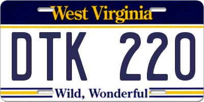 WV license plate DTK220