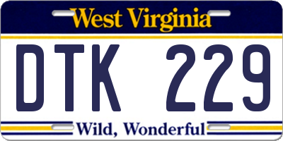 WV license plate DTK229