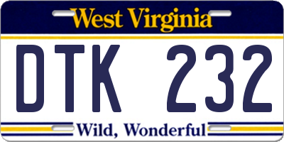 WV license plate DTK232