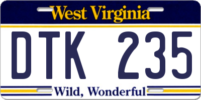 WV license plate DTK235