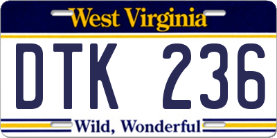 WV license plate DTK236