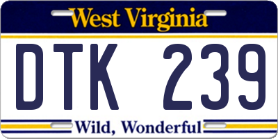 WV license plate DTK239