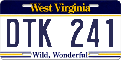 WV license plate DTK241