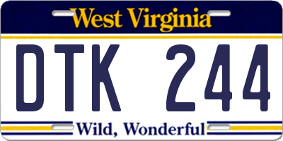 WV license plate DTK244