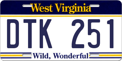 WV license plate DTK251