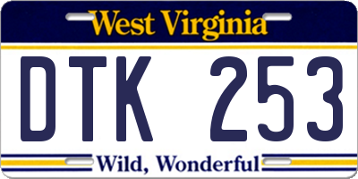 WV license plate DTK253
