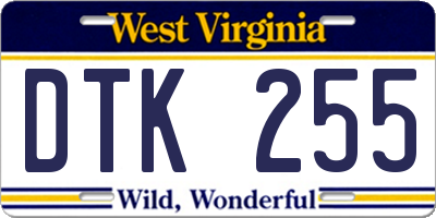 WV license plate DTK255