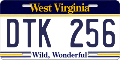 WV license plate DTK256