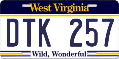 WV license plate DTK257