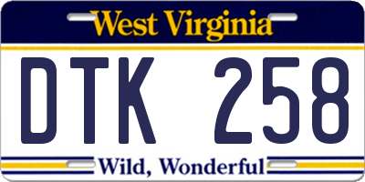 WV license plate DTK258