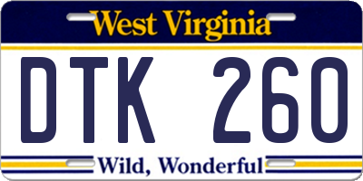 WV license plate DTK260