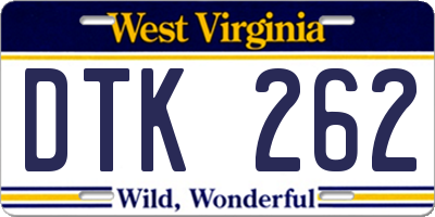 WV license plate DTK262