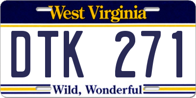 WV license plate DTK271