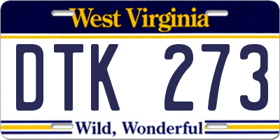 WV license plate DTK273