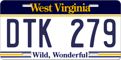 WV license plate DTK279