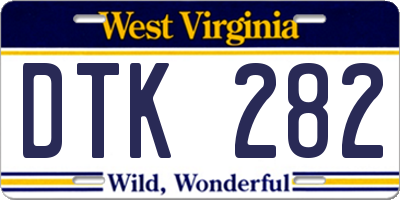 WV license plate DTK282